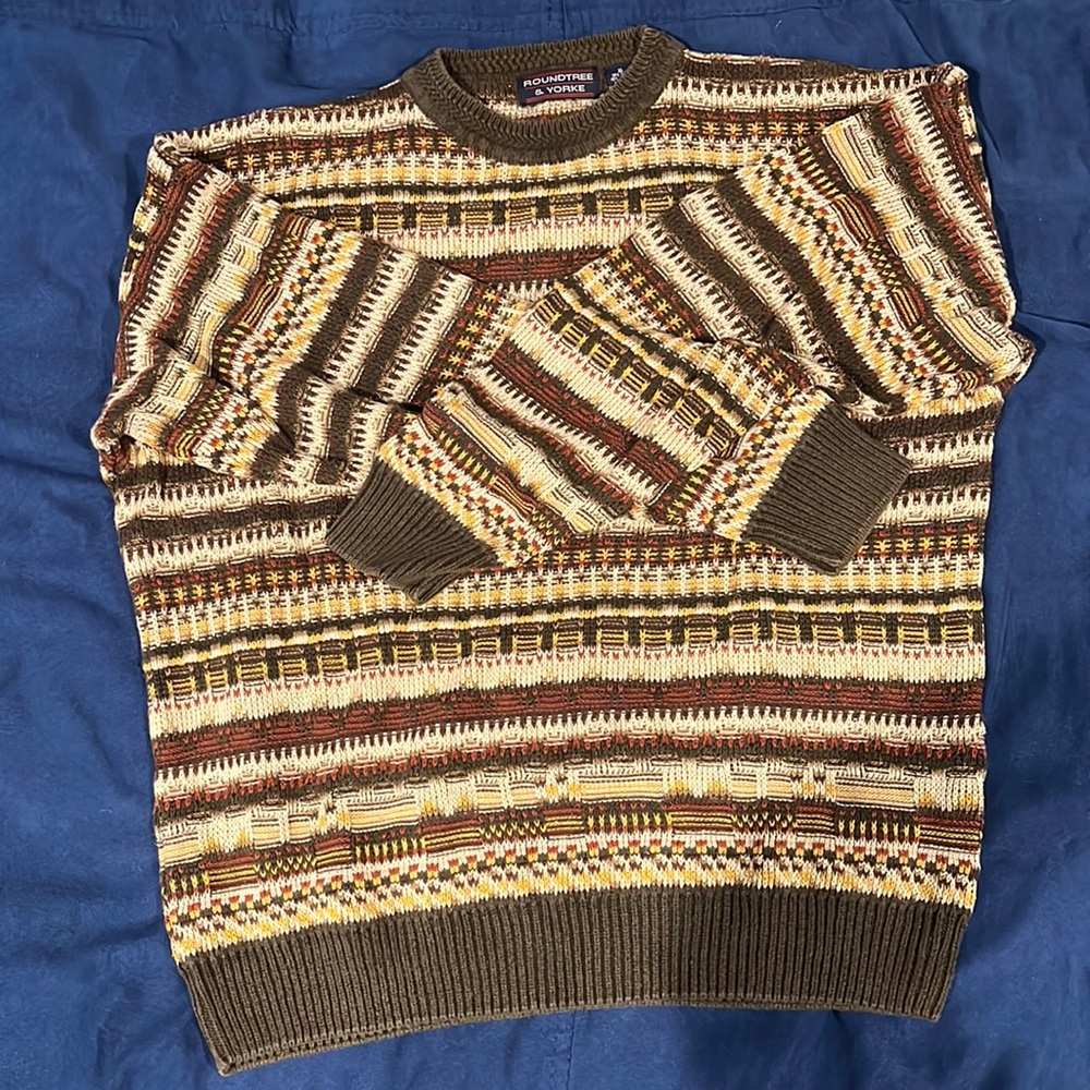 EUC | Vintage | Roundtree & Yorke | Knit Sweater | Multicolored Aztec | Sz. XL |